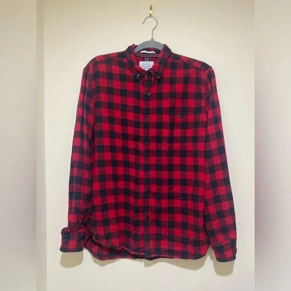 On The Road Black 100% Cotten Black and Red Flannel men’s Shirt size medium - Picture 2 of 12